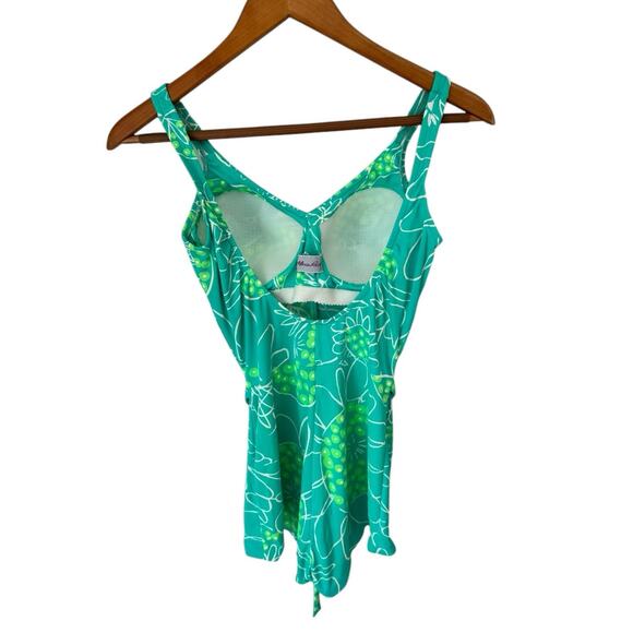 VTG ROSE MARIE REID Swimsuit Size 12 Green One Piece 60s Pinup Bombshell - Picture 3 of 12